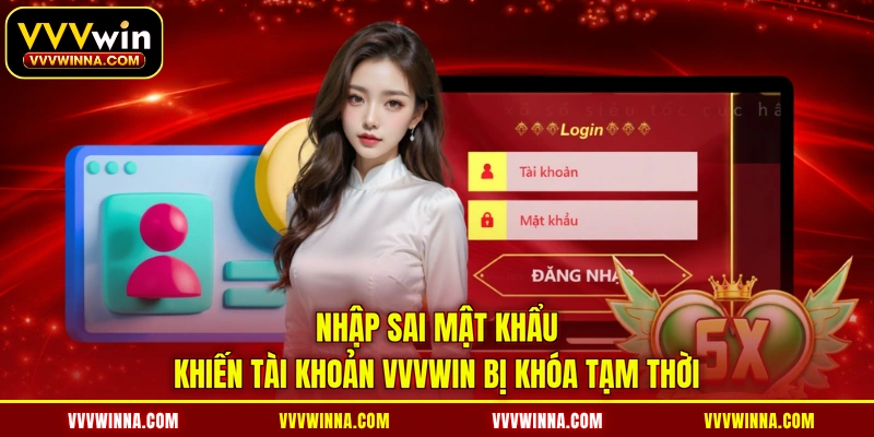 Nhập sai mật khẩu khiến tài khoản VVVWIN bị khóa tạm thời